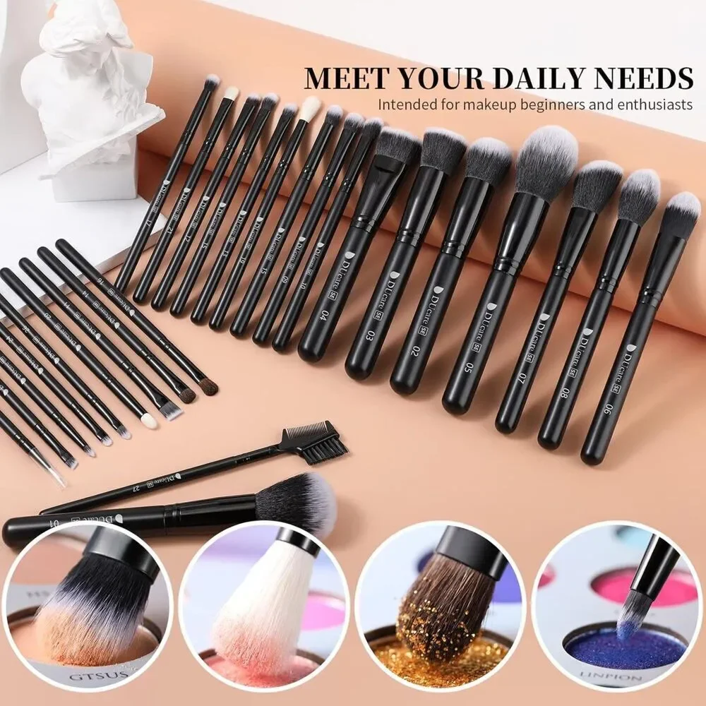 Ducare 27 Pcs Black Professional Premium Synthetic Makeup Brushes Set